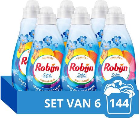 Robijn - vloeibaar wasmiddel - klein krachtig - morgenfris - 6 flessen 144 wasbeurten - voordeelverpakking