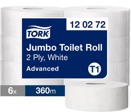 Tork 120272 Toilettenpapier Jumbo 2-lagig weiß 360 m x 10 cm Packung mit 6 Rollen (120272)