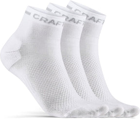 Craft Radsocken Sommer Unisex Weiß – Core Dry Mid Socke 3er-Pack Weiß-34 36