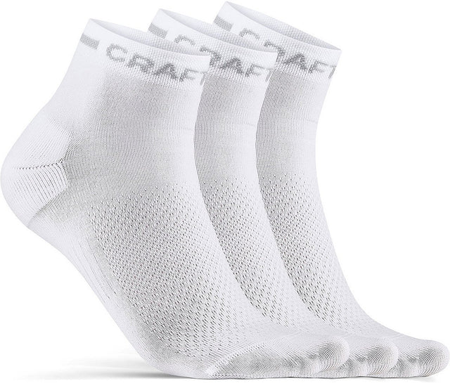 Craft Radsocken Sommer Unisex Weiß – Core Dry Mid Socke 3er-Pack Weiß-34 36
