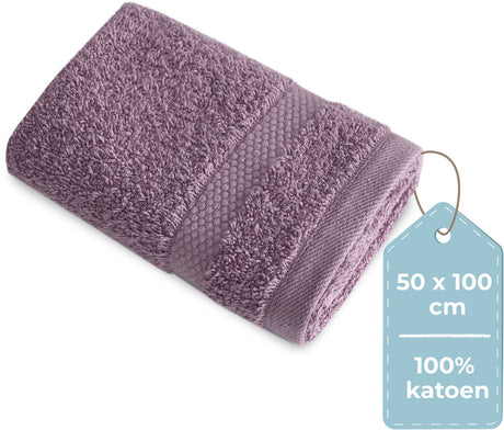 Hush. living hush living - handdoek 100% katoen - per stuk - 50×100 cm - zware kwaliteit 500g m2 - stijlvol boord en ophanglus - vlierbes