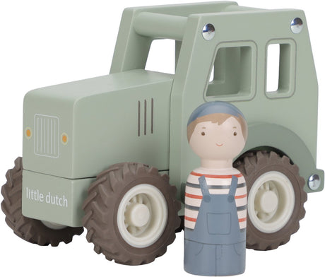 Kleiner holländischer Traktor - Holz - 11x13x8cm - mit Figur - 18m+