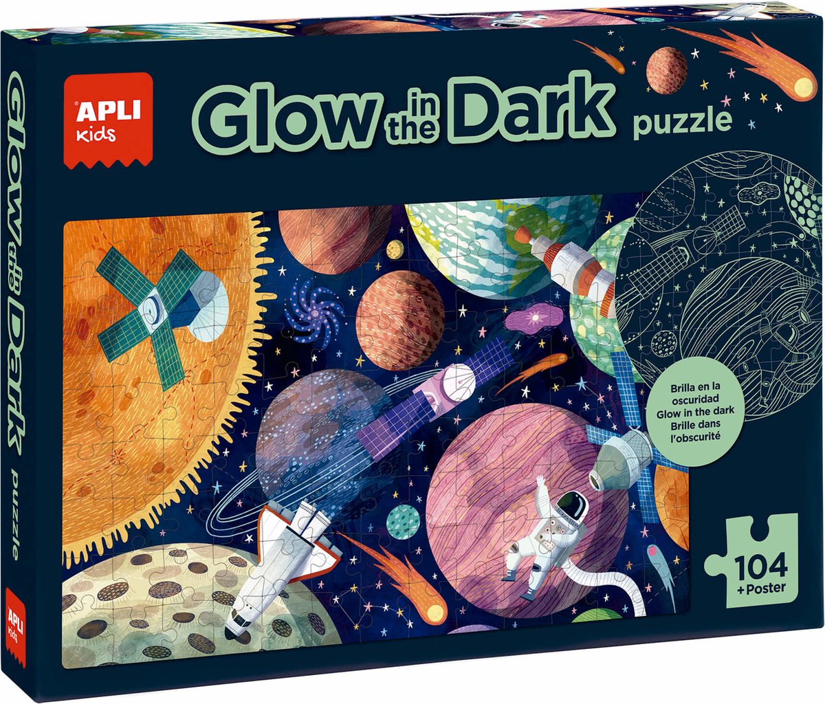 Apli | Sonnensystem leuchtet im Dunkeln Puzzle + Poster 104 Teile