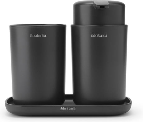 Brabantia Renew Badezimmerzubehör-Set – 3-teilig – Dunkelgrau