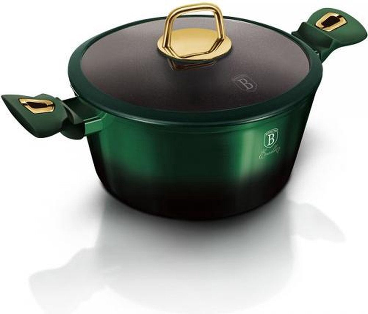 Berlingerhaus berlinger haus 6057 - braadpan met titanium coating - 20 cm - met deksel - emerald collection