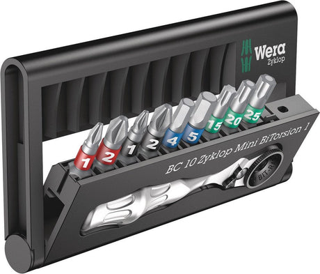 Wera Bit-Check 10 Zyklop Mini Bitorsion 1 05057418001 Bit-Set 10-teilig Phillips Phillips, Pozidriv-Kreuzkopf, Innen-Torx