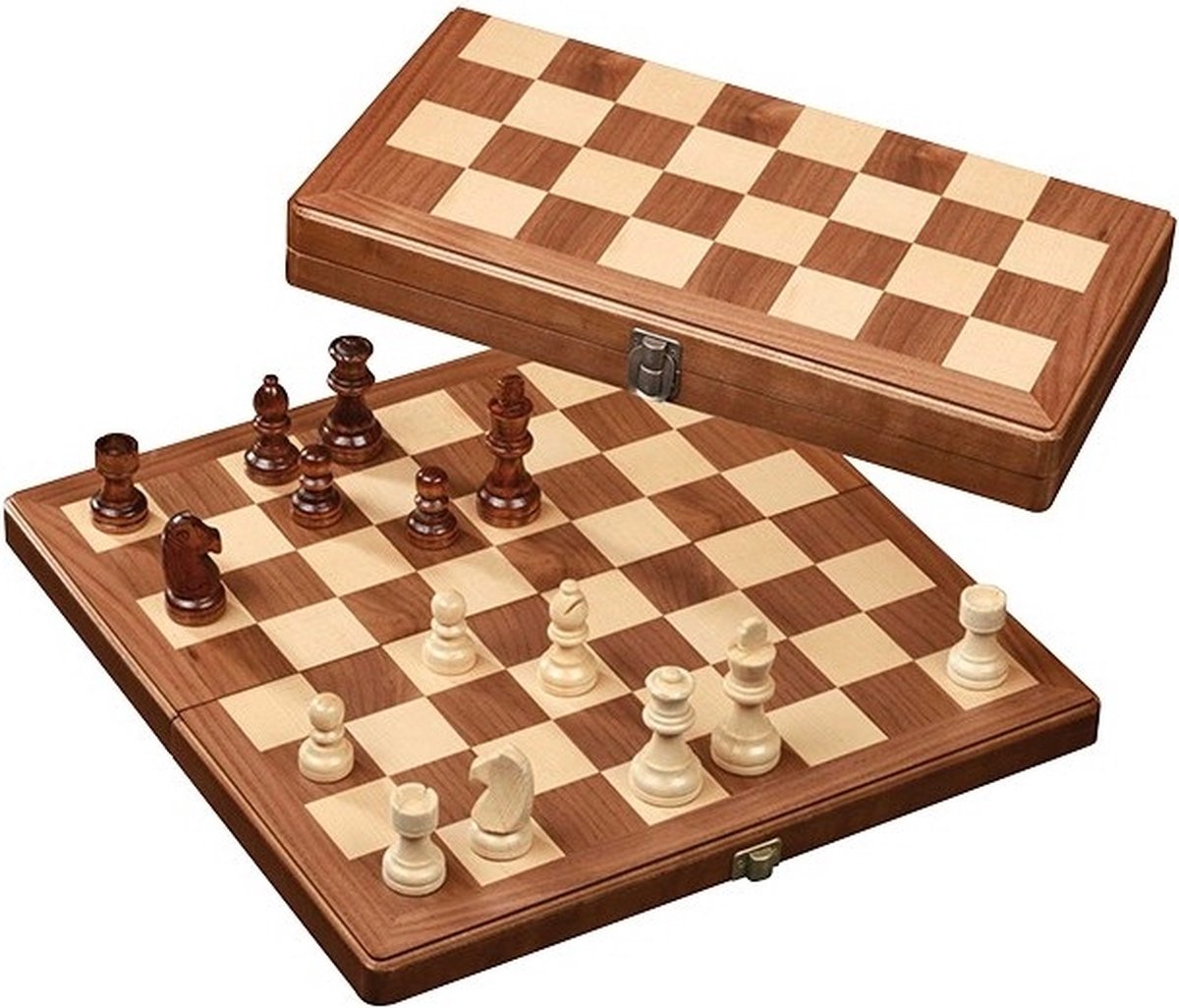 Philos Schachkassette Walnuss mittelquadratisch 33 mm, Königshöhe 65 mm