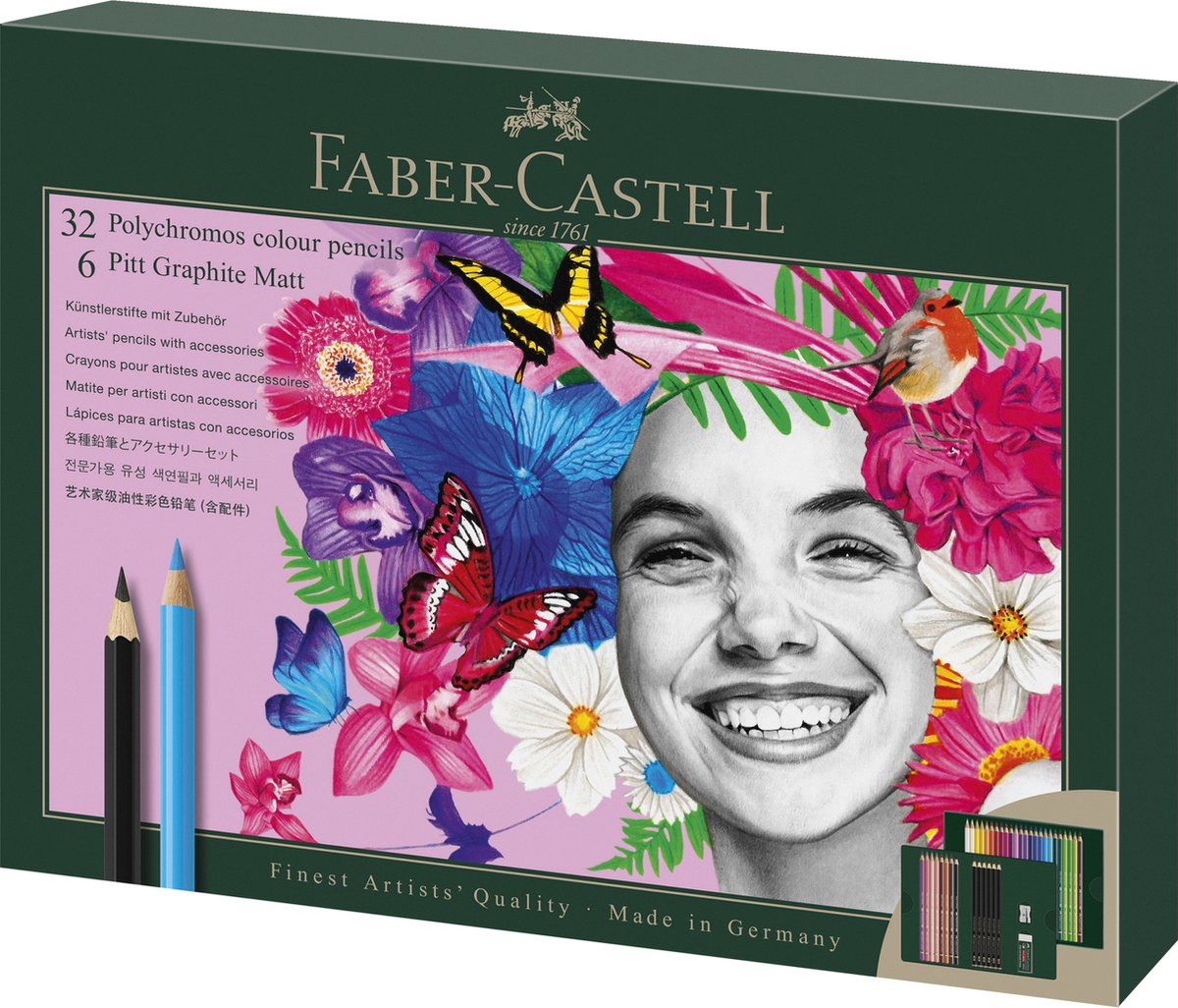 Faber-Castell Zeichenset – Polychromos und Pitt Graphit matt – 40-teilig – FC-210053