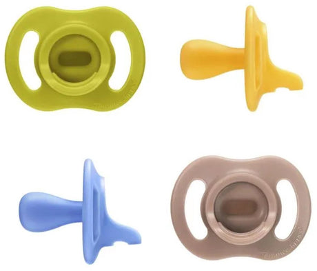 Tommee Tippee ultraleichter Schnuller mit festem Sitz – 6–18 Monate – 4er-Set – einteiliger Silikon-Schnuller – Blau-Multi