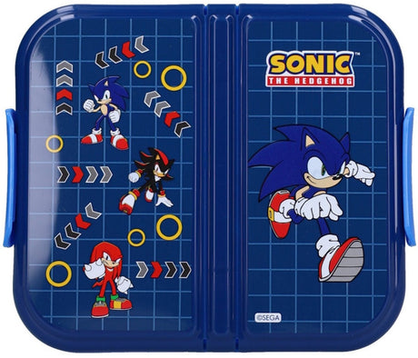 Sonic eat yum repeat lunchbox - 15 x 18 x 5 cm - blauw - , shadow knuckles