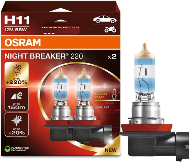 Osram Night Breaker-Serie – H11-Halogenlampen – 220 % mehr Licht – moderne Optik