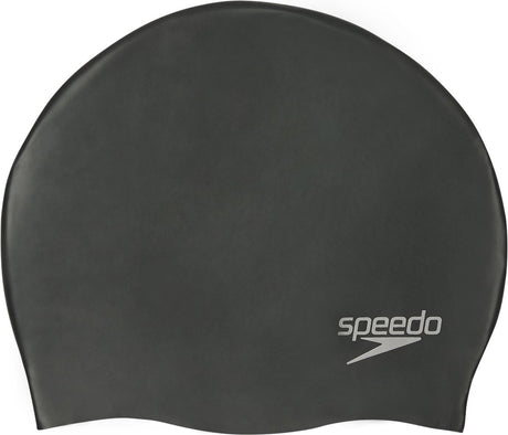 Speedo plain moulded silicone cap badmuts - zwart