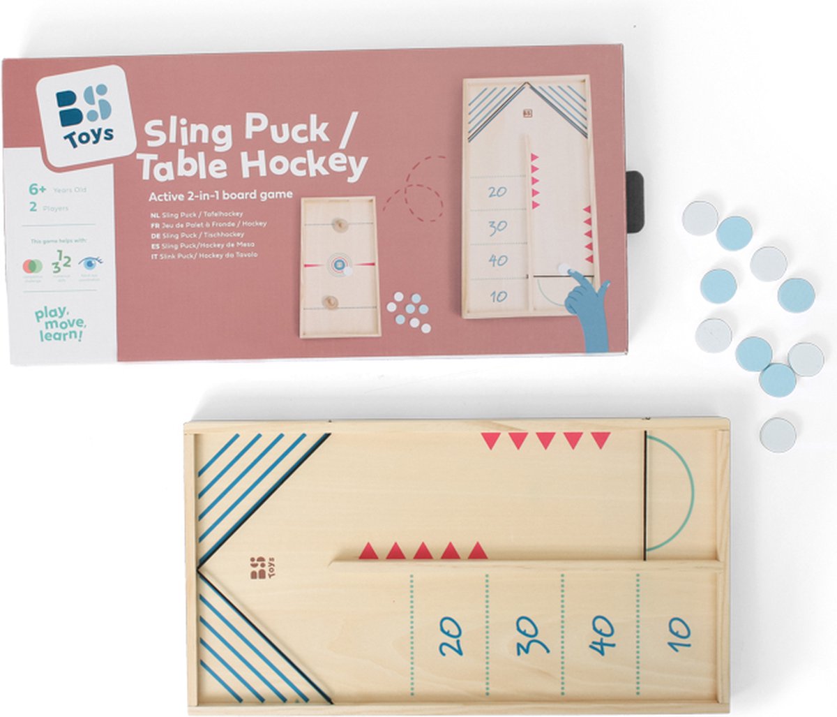 Bs Toys Sling Puck und Tischhockey-Actionspiel – 2-in-1-Brettspiel – Kinderspielzeug – ab 6 Jahren – 2 Spieler