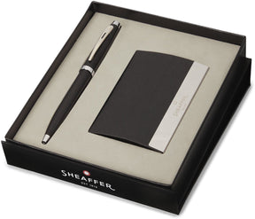 Sheaffer Kugelschreiber-Geschenkset – 100 g9317 – mattschwarz vernickelt – mit Visitenkartenhalter