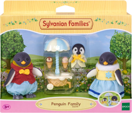 Sylvanian Family 5694 Familie Pinguin – 3 samtweiche Spielfiguren – Eiswagen