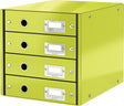 Leitz wow click store ladekast met 4 laden - 81% gerecycled karton - voor a4 formaten - ruimtebesparende opberger - groen