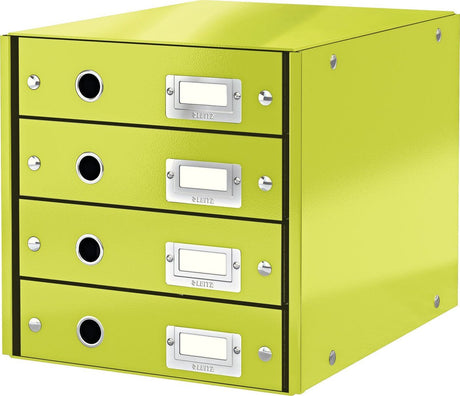 Leitz wow click store ladekast met 4 laden - 81% gerecycled karton - voor a4 formaten - ruimtebesparende opberger - groen