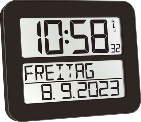 Tfa dostmann 60.4512.01 – Uhr – digital – funkgesteuert – 7 Sprachen – zweite Zeit – Alarm – Schlummerfunktion – LCD – schwarz