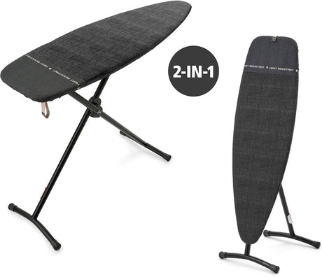 Brabantia Bügelbrett und Dampfbrett D – 2 in 1 – zum Bügeln und Dämpfen geeignet – 135 x 45 cm – Jeansschwarz