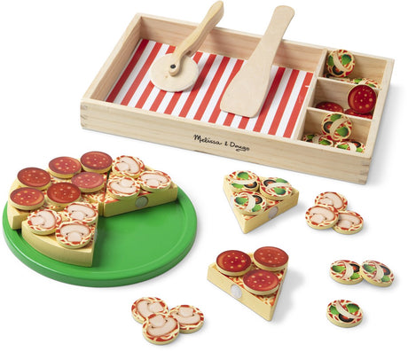 Melissa Doug – Pizzaset aus Holz – 36 Beläge und Zutaten
