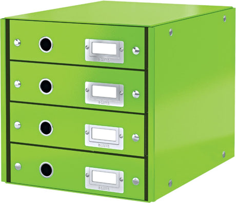 Leitz wow click store Kommode mit 4 Schubladen – 81 % recycelter Karton – für A4-Formate – platzsparende Aufbewahrung – grün