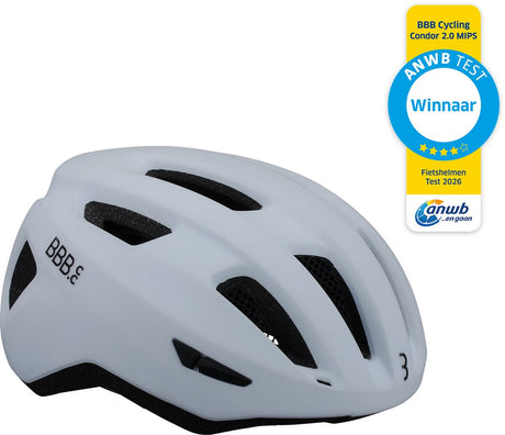 Bbb Cycling Condor 2.0 MIPS Fahrradhelm – für Rennrad, Mountainbike und E-Bike – Gewinner ANWB Fahrradhelm-Test 2026 – Damen Herren – groß – mattweiß – bhe-174 l