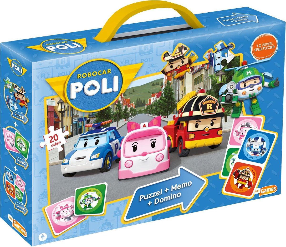 Source1 robocar poli - 3 in 1 box (puzzel+memo+domino)