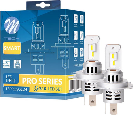 M-tech h4 LED - Canbus - Warmweiß - 2er-Set - (Halogenoptik) - LED-Beleuchtung