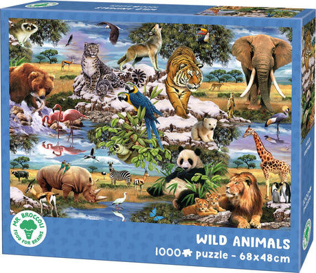 Mr. broccoli puzzel 1000 stukjes volwassenen - wild animals safari - legpuzzel wildlife - fsc® - dieren collectie - 68 x 48 cm