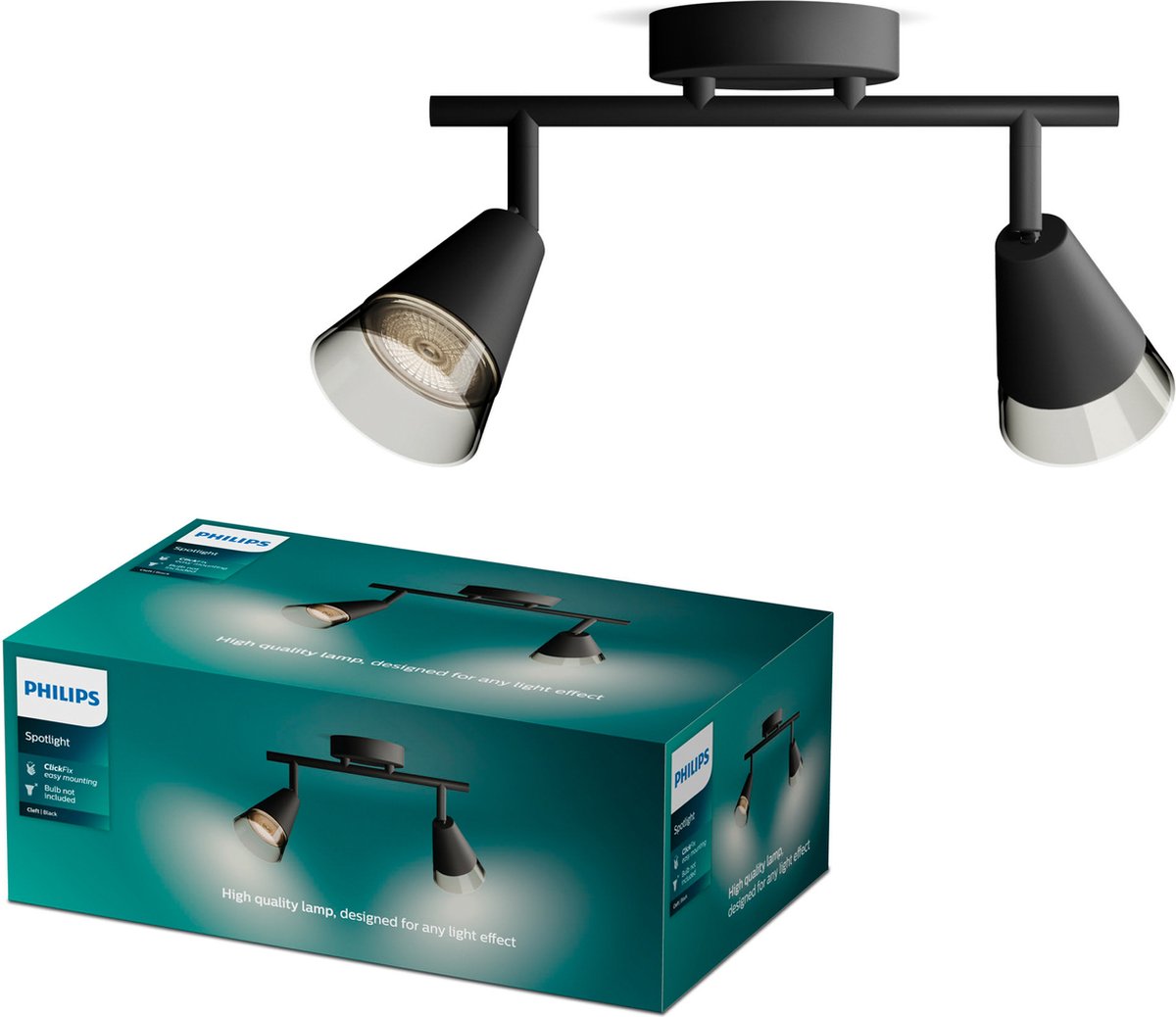 Philips led philips cleft spot - plafondspot met twee lichtpunten - met gerookt glas - gu10 led fitting