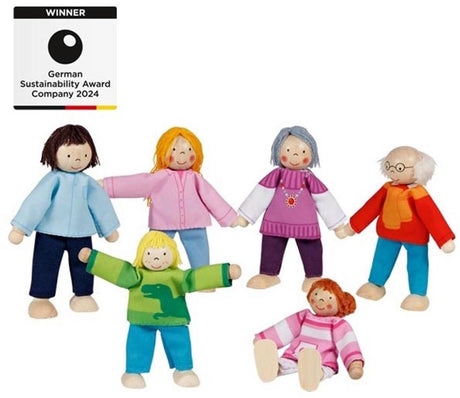 Goki Wooden Dollhouse Dolls Flexible moderne Familie, 6st.