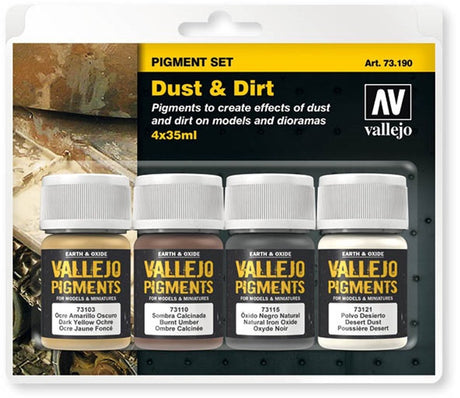 Vallejo Modellbau-Dekoration – 73190 Staub – Schmutz – Pigment-Set, Effekt-Set