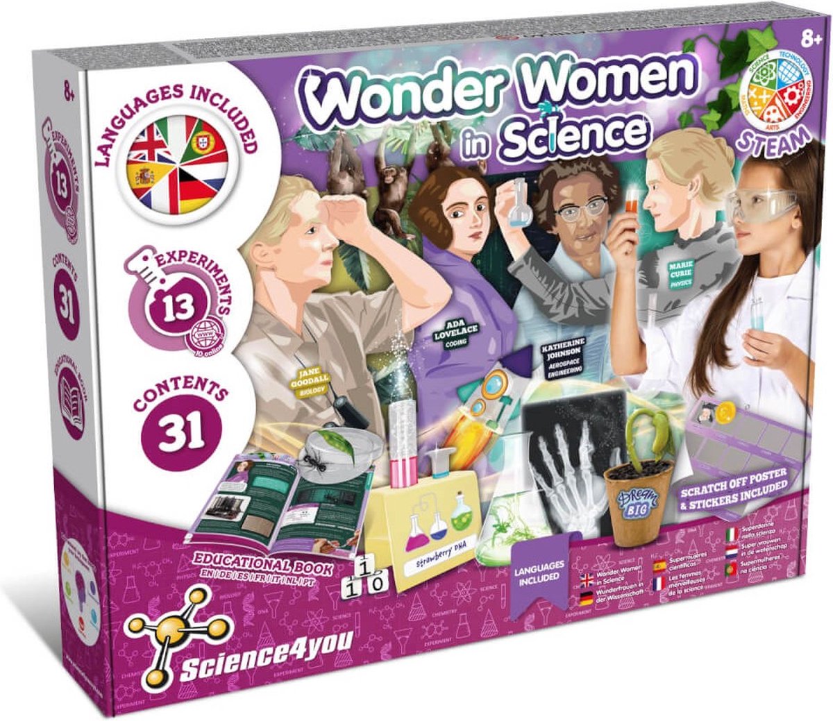 Science 4 you science4you Wonder Women in Science – Experimentierset für Mädchen 8–12+ – Spielzeugset mit Bastelset – Stielspielzeug mit Wissenschaftsset