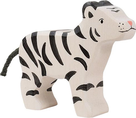 Holztiger weißer Tiger. 9x2,3x8cm. 3+