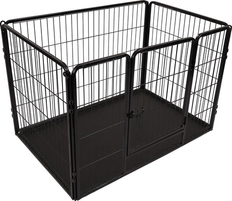 Flamingo-Hundeauslauf – Welpenauslauf – Hundehütte – Hundebox – Kazan Black M – 109 x 72 x 72 cm – Metall mit Epoxidbeschichtung – Schiebeschloss – herausnehmbare Schublade – für kleine und mittelgroße Hunde – für den Innenbereich