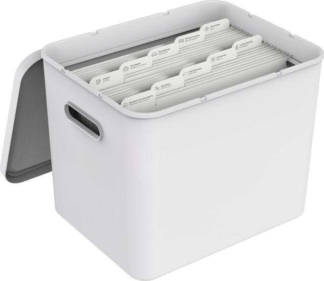 Rotho My Paper Archivbox A4, Dokumenten-Organizer mit Aufhängern, 40x29,2x29,8 cm, weiß