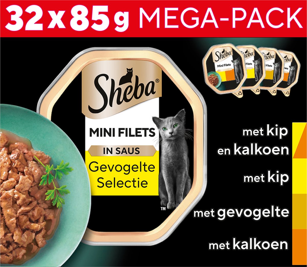 Sheba Katzenfutter - Minifilets - Geflügel in Soße - 32x85g Megapack