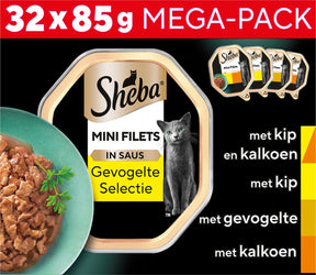 Sheba Katzenfutter - Minifilets - Geflügel in Soße - 32x85g Megapack