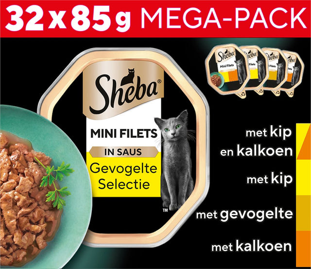 Sheba Katzenfutter - Minifilets - Geflügel in Soße - 32x85g Megapack
