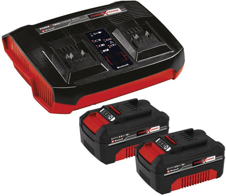 Einhell 18 V 4,0 Ah Power X-Change Starter Kit – 2x 4,0 Ah Akku und Duo-Ladegerät – universell für alle Power X-Change Maschinen