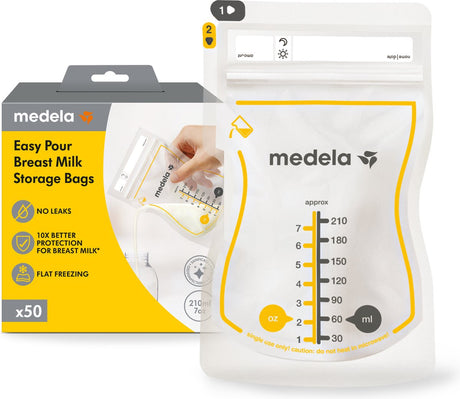 Medela Muttermilch-Aufbewahrungsbeutel – 50 Stück – auslaufsicher – Doppelverschluss und Ausgießer – BPA-frei