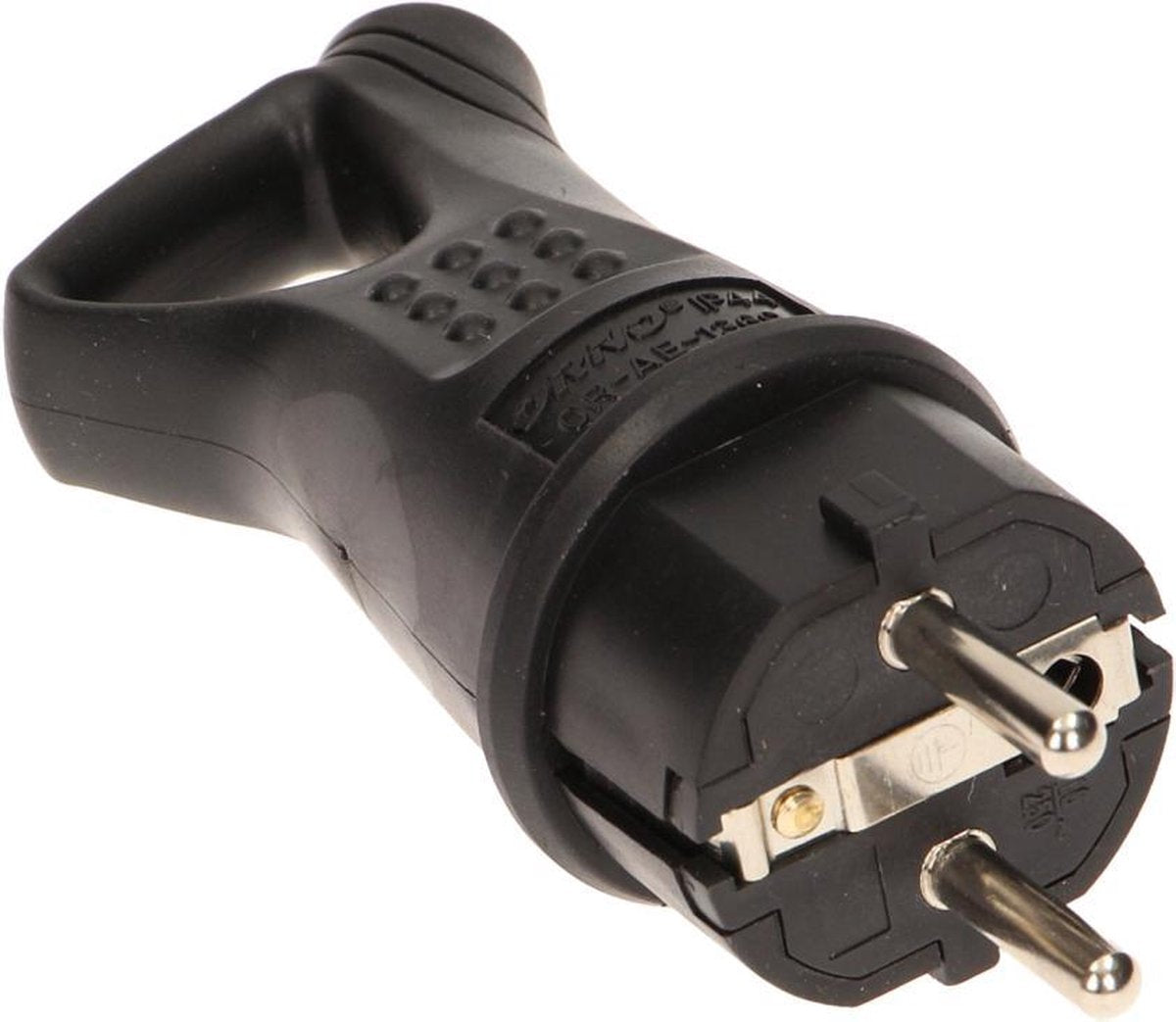 Orno-Netzstecker – Vollgummi – IP44 staub- und spritzwassergeschützt – mit Dichtung und Öse
