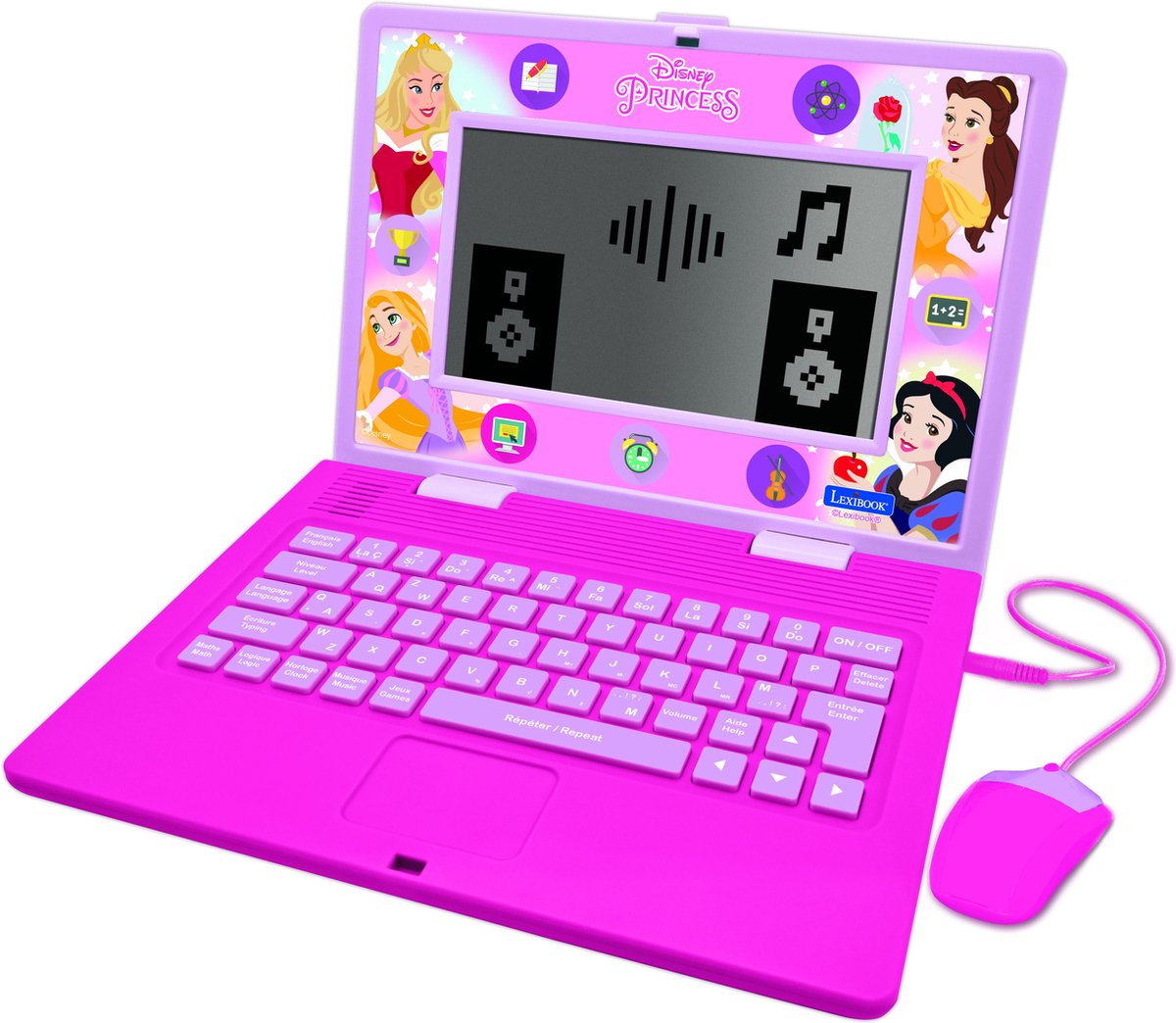 Lexibook Disney Princess, zweisprachiger Lern-Laptop mit 170 Aktivitäten (85 in jeder Sprache), 6,7-Zoll-Bildschirm und fr