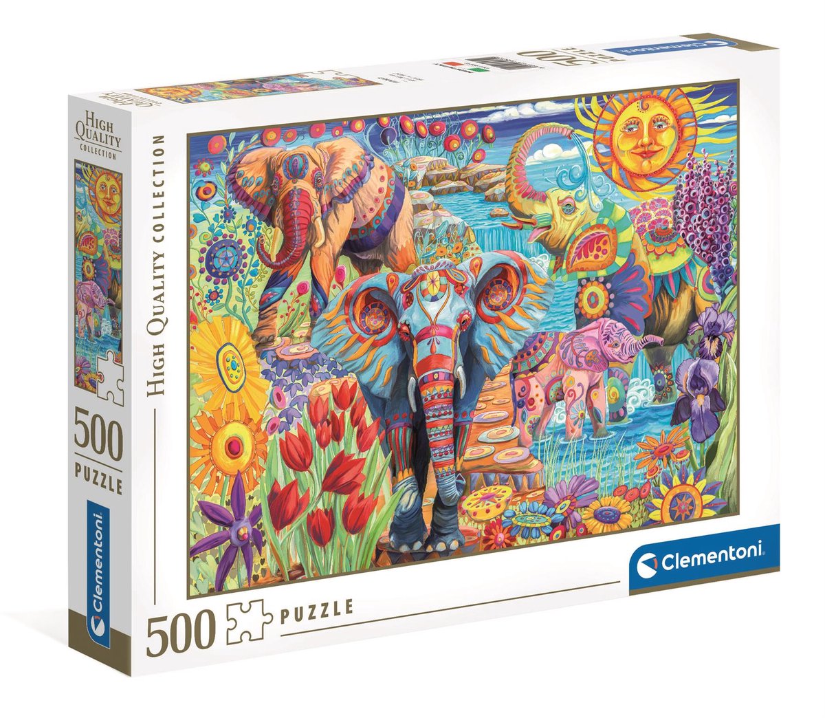 Clementoni Puzzle-Kunstwerk Elefantenkarneval, 500 Teile.