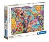 Clementoni Puzzle-Kunstwerk Elefantenkarneval, 500 Teile.
