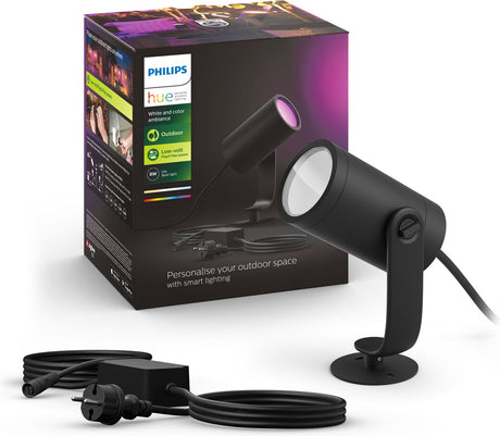 Philips hue outdoor lily prikspot startset white and color ambiance 1 lichtpunt zwart 8w ip65