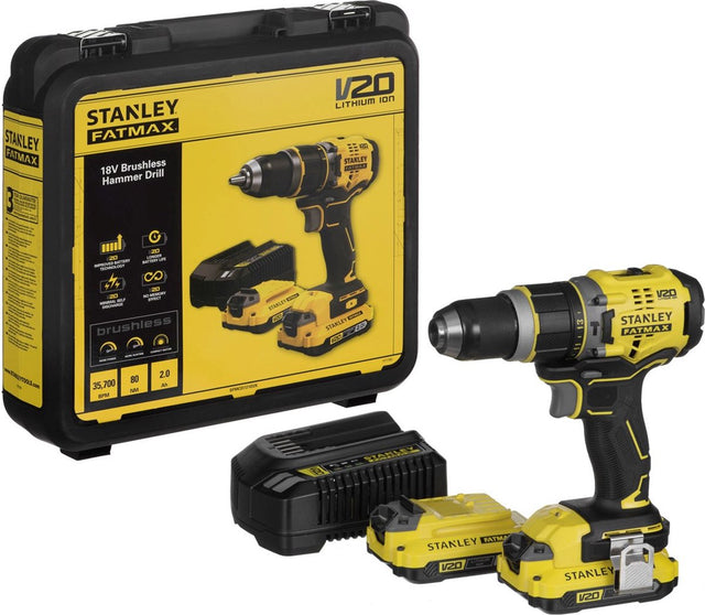 Stanley sfmcd721d2k fatmax® v20 Akku-Schlagbohrschrauber bürstenlos 18 V 2,0 Ah im Koffer