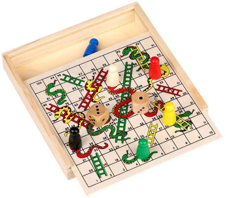 Spiel mit Schlangen und Leitern aus Holz