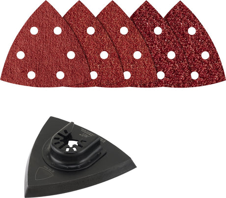 Wolfcraft - 6 delige multitool schuurset voor hout - schuurzool 95 mm - schuurpapier korrel 40, 80 en 120 - 4275000