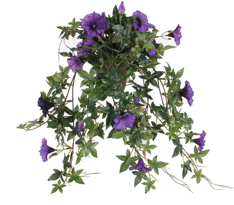 Mica decorations petunia kunst hangplant in bloempot stan - l25 x b45 x h50 cm - donkerpaars